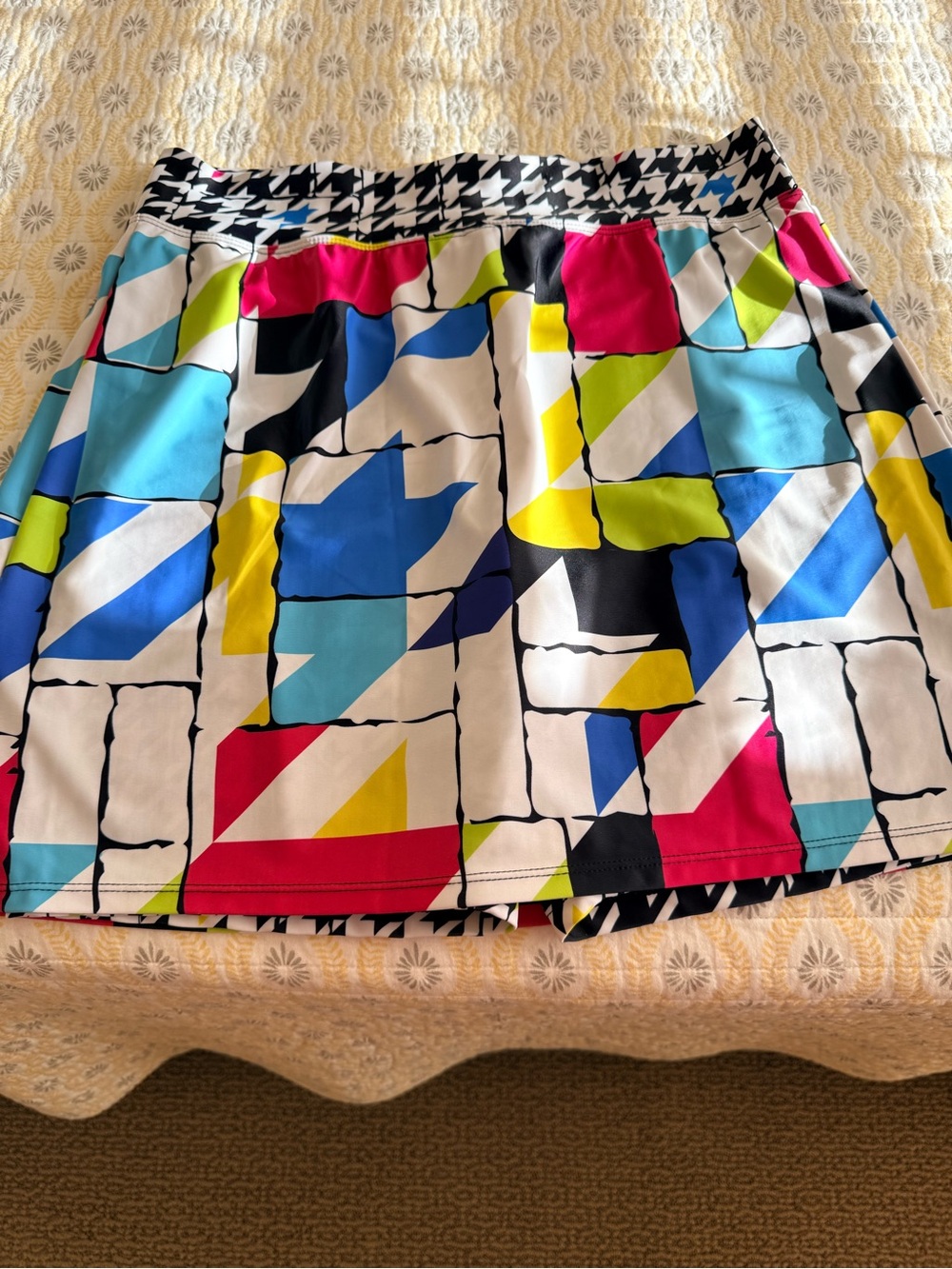Colorblock Geometric Print Skirt - Multi